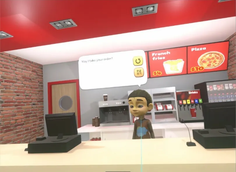 디지털 영어 체험학습 VR 콘텐츠 — 패스트푸드점 신 — 주문 대화