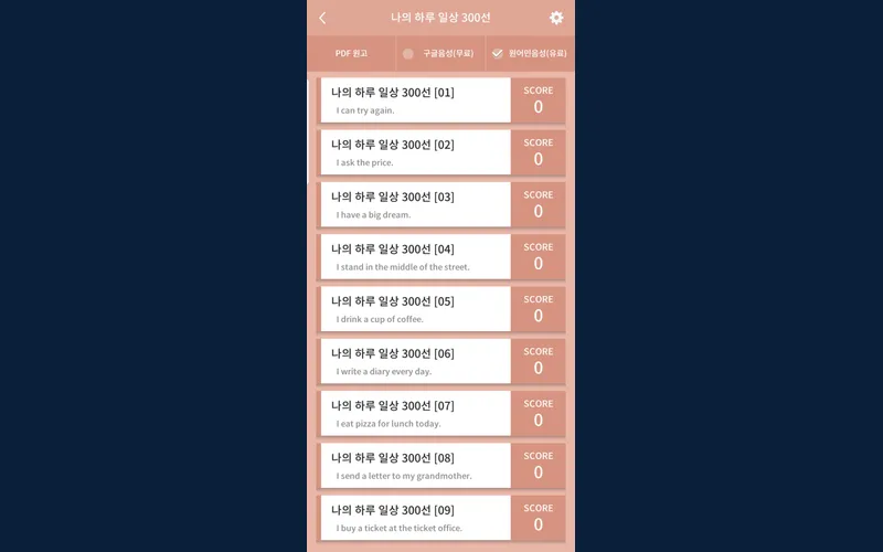 스피킹영작 — 한글 통문장 영작하기 화면